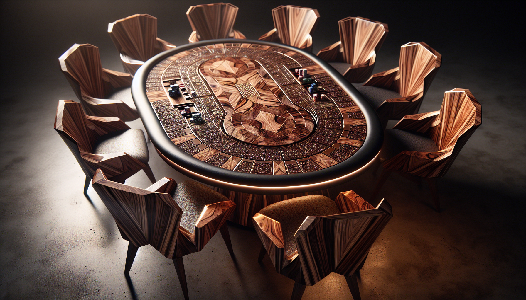 poker table with chairs