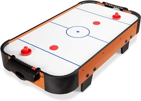 Best Choice Products 40in Portable Tabletop Air Hockey Arcade Table for Game Room, Living Room w/ 100V Motor, Powerful Electric Fan, 2 Strikers, 2 Pucks